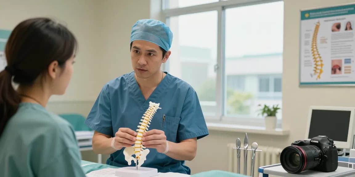 Discussion on bel kayması ameliyatı with a surgeon and patient in a medical setting.