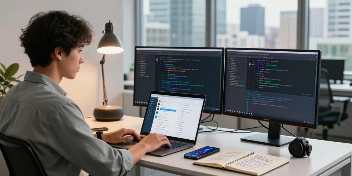 Accessing Telegram Web Version on a modern office setup with multi-screen display.