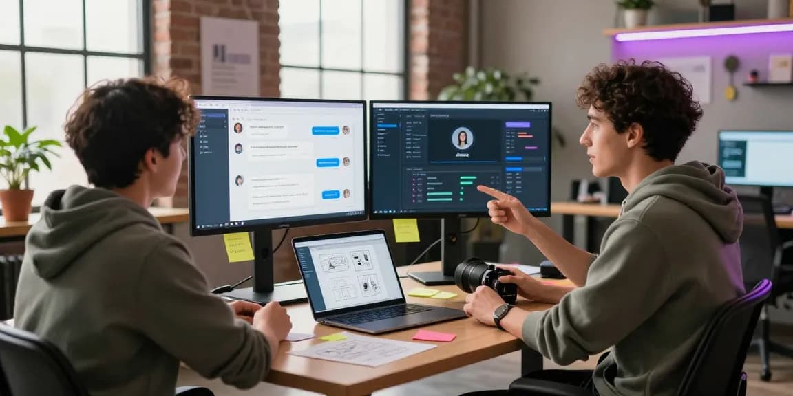 Developer showcasing crush ai features in a collaborative office environment.