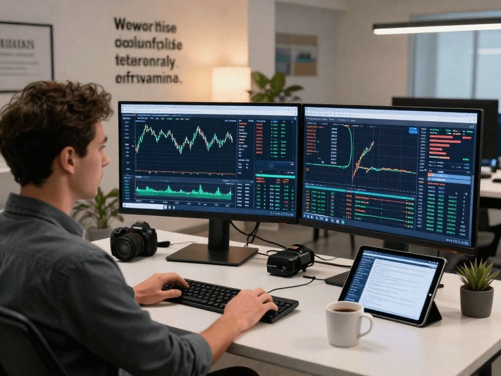 Expert trader using MetaTrader 5 for real-time analysis and trading