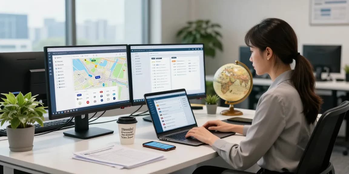 Tracking packages easily with couriertrackingworld in a modern office setting.