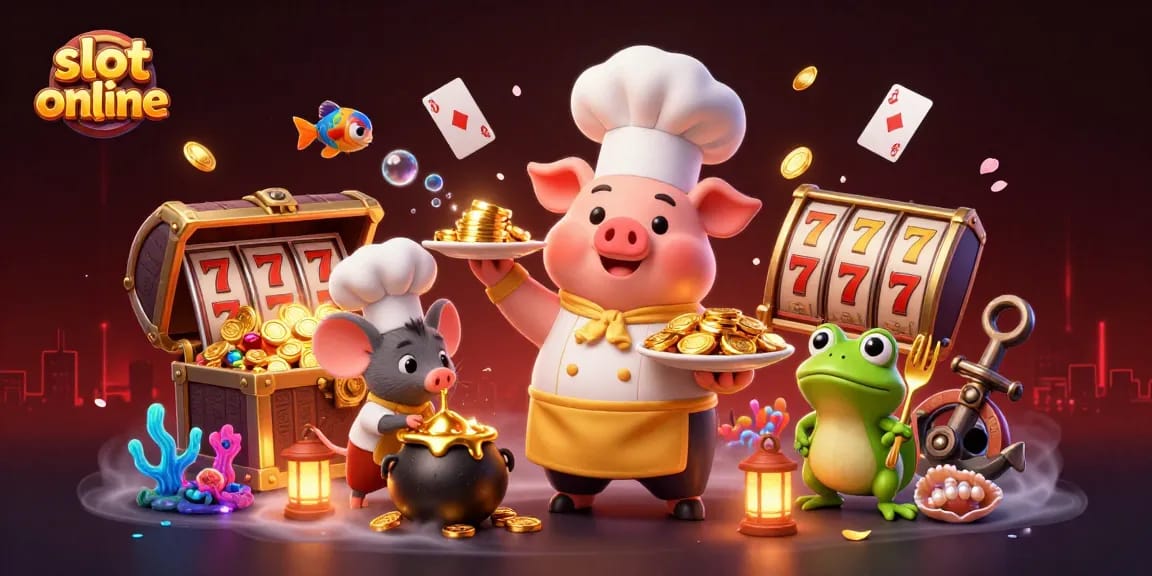 Engage with slot online amidst gold coins and vibrant casino elements in a magical 3D scene.