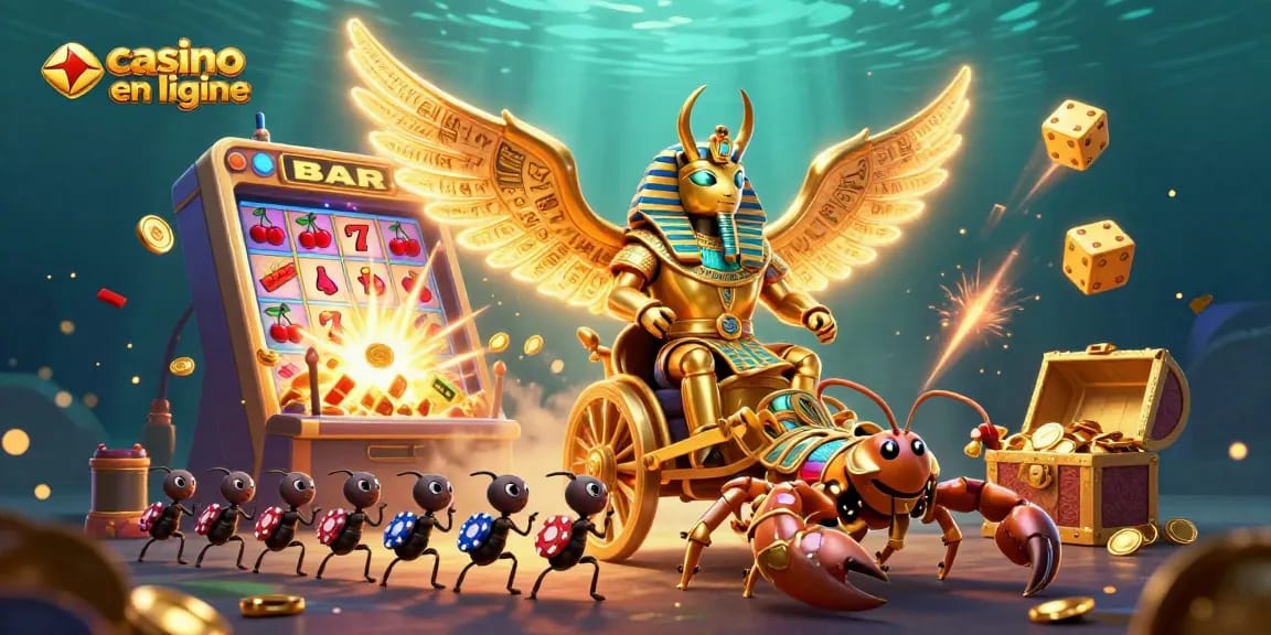 Jouez avec le scarabe et découvrez la richesse des casinos en ligne grâce à des animations dynamiques.
