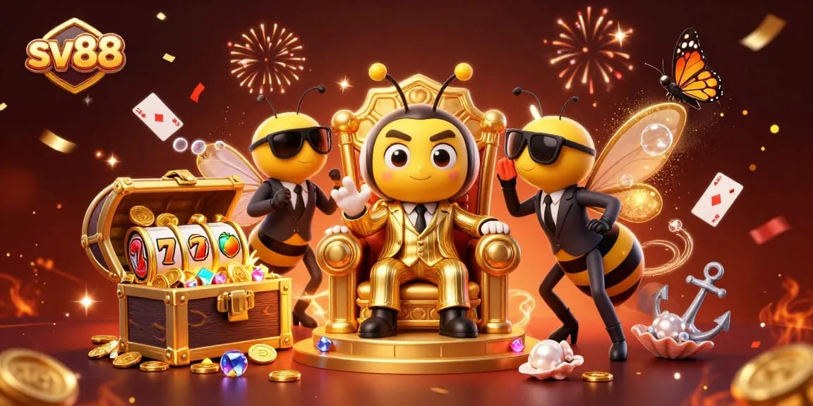 Experience exciting gaming action with sv88 featuring a dynamic 3D casino scene with vibrant characters.