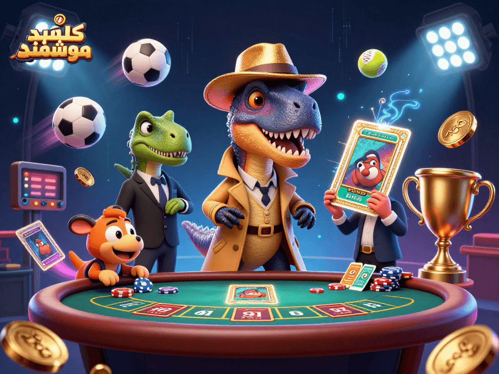 Control your devices remotely with کلید لمسی هوشمند as a velociraptor plays at a blackjack table.