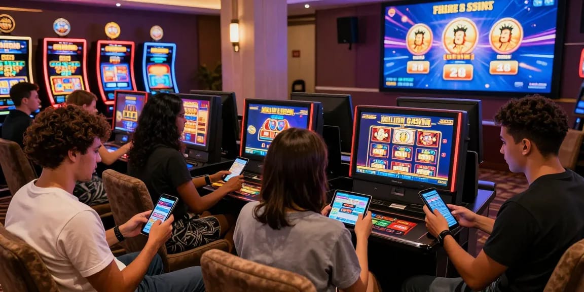 Engaging players at Million Casino trying their luck with exciting spins on slot games.