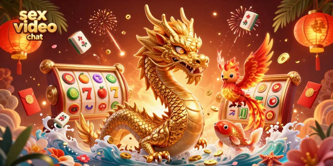 Engage in exciting sex video chat with decorative slot machines, coins, and animated characters.