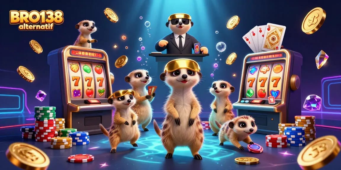 Experience lucky spins and casino excitement with BRO138 alternatif in this vibrant illustration.