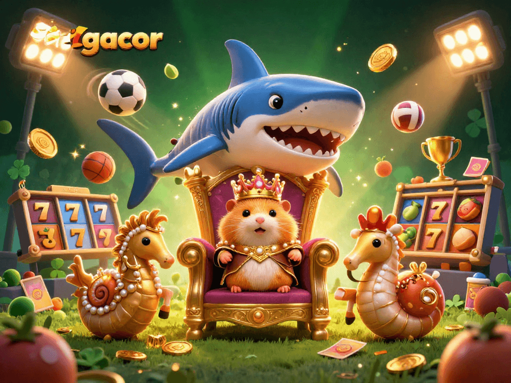 Experience the thrill of slot gacor with a golden hamster king amid vibrant gaming elements, enhancing excitement!