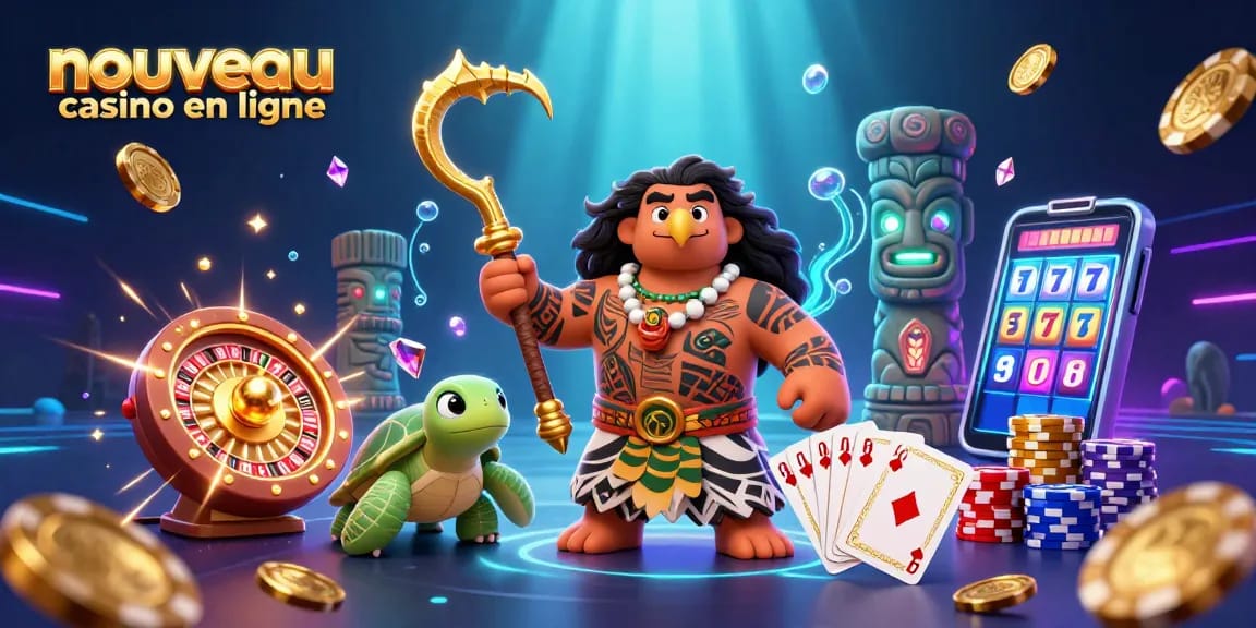 Illustration de "nouveau casino en ligne" avec un dieu demie-hawk entouré de jetons et de pièces d'or.