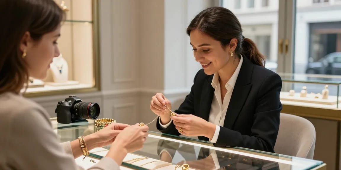 Estimation gratuite achat or Bruxelles dans un magasin de bijoux élégant