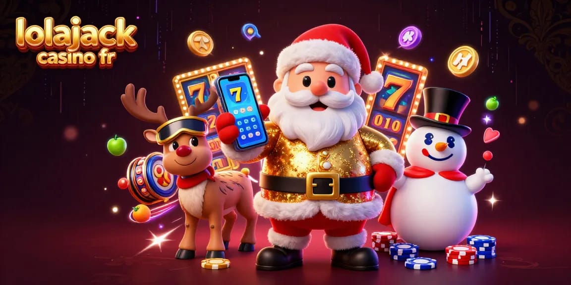 Jouez sur lolajack casino fr avec une illustration festive de jackpots et machines à sous captivantes.