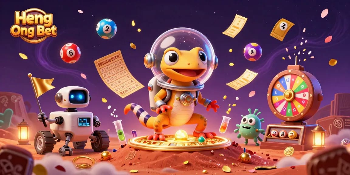 Experience exciting gameplay with Heng Ong Bet at a Martian casino filled with vibrant lottery elements.
