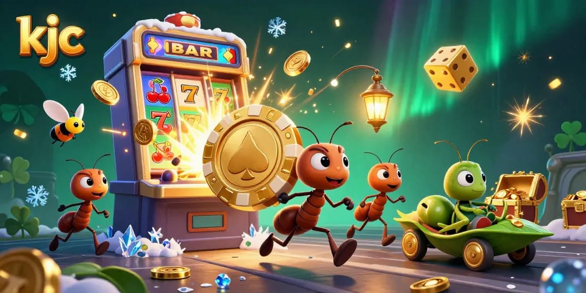 KJC players strategically collect golden poker chips while enjoying an immersive casino experience.