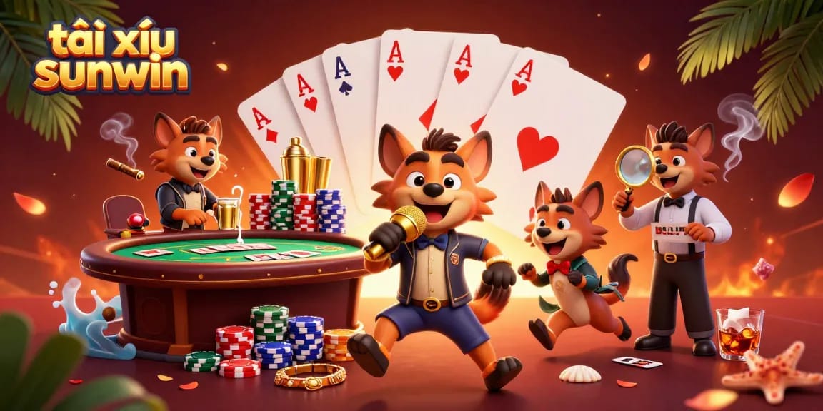 Engage in thrilling tài xỉu sunwin gameplay with a lively casino scene and lively characters.
