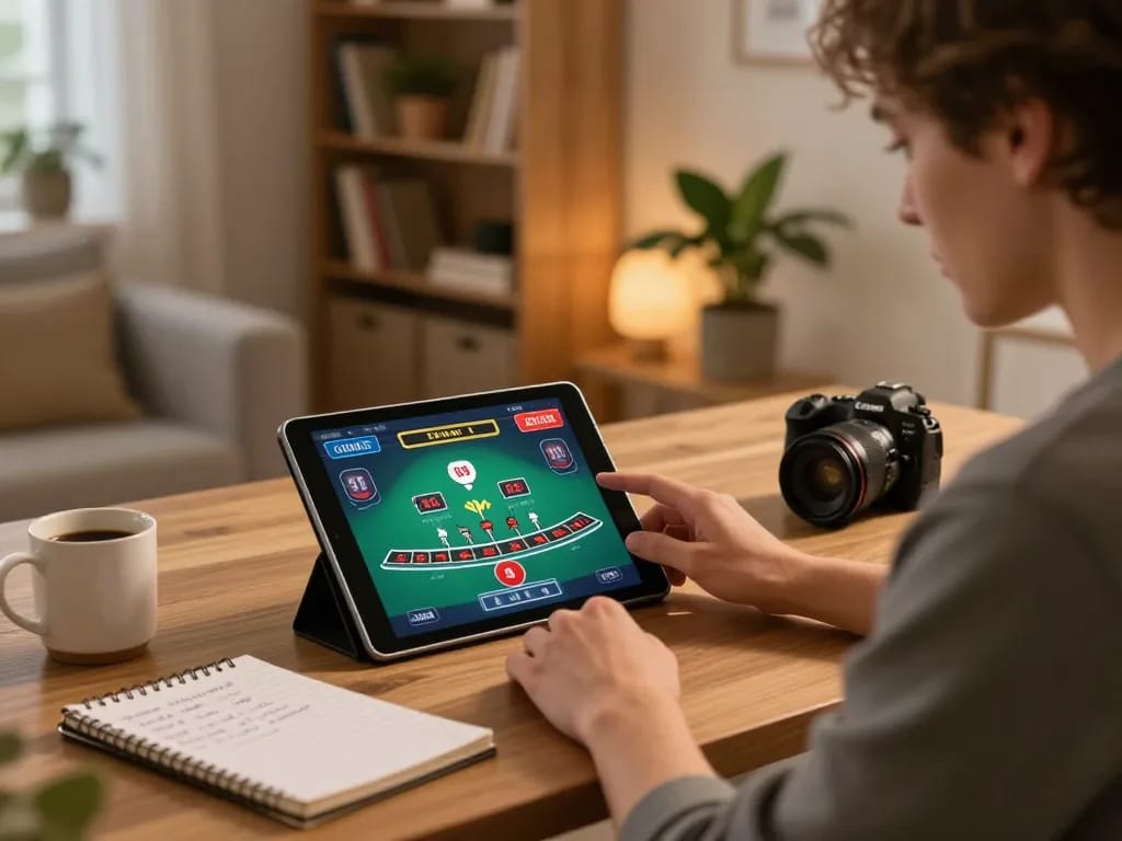 Player engaging in online gambling on 98win9 with a live dealer blackjack game on tablet.