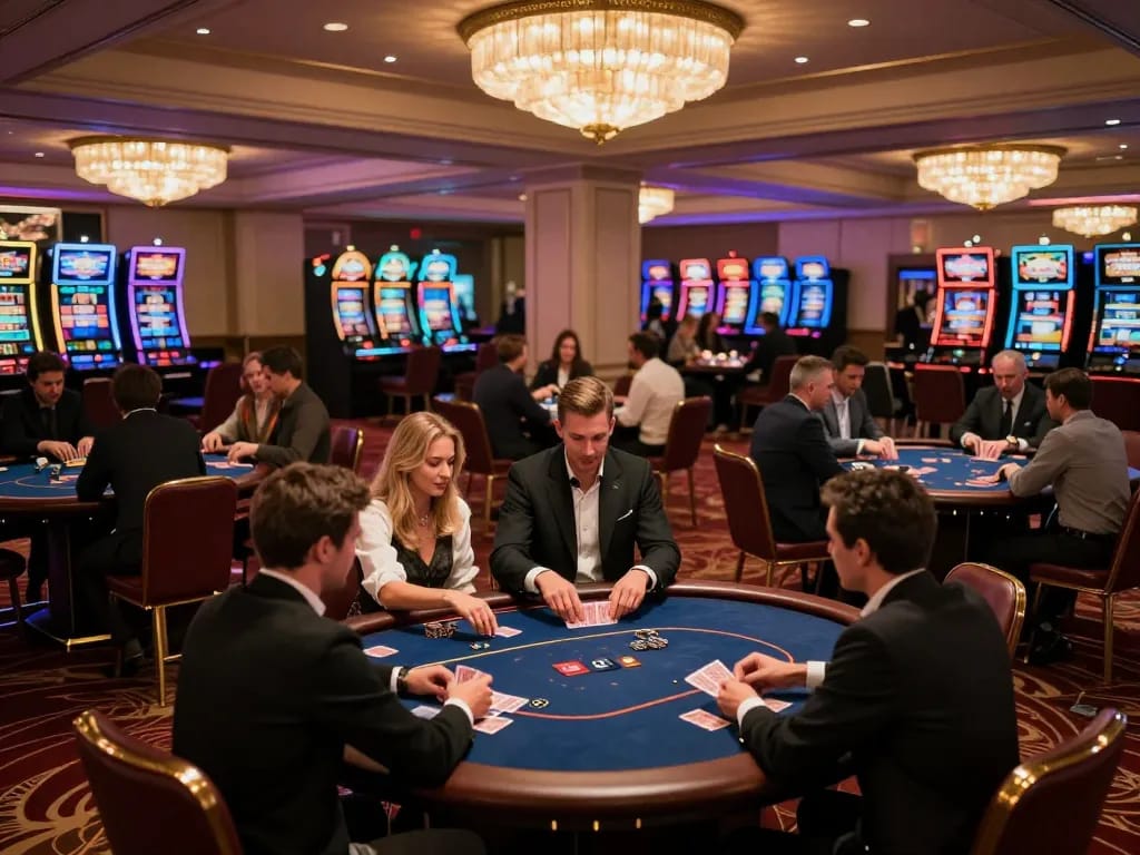 Gameplay scene showcasing a New York City Personal Injury Lawyer discussing strategies at a vibrant casino table