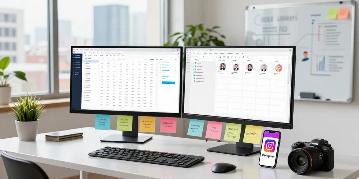 Engaging workspace for follower kaufen instagram strategies, showcasing a marketer analyzing Instagram metrics.