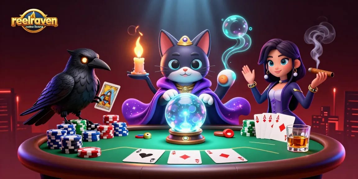 Découverte de la licence ReelRaven Casino avec ambiance de jeu captivante et personnages mystiques.