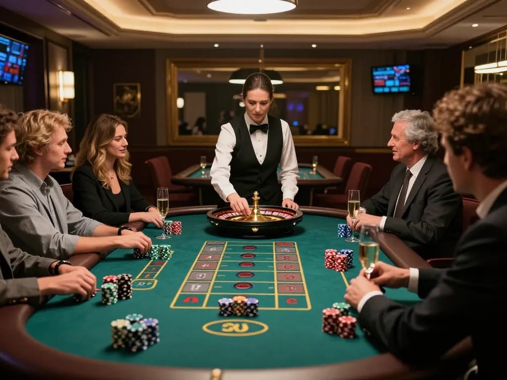 Experience thrilling roulette gameplay at 888vnd casino with professional croupier and vibrant atmosphere.