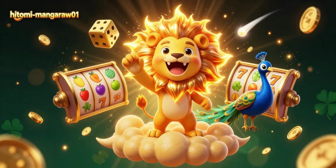 Hitomi-mangaraw01 showcases thrilling slot machines with vibrant spinning reels and a dynamic casino scene.