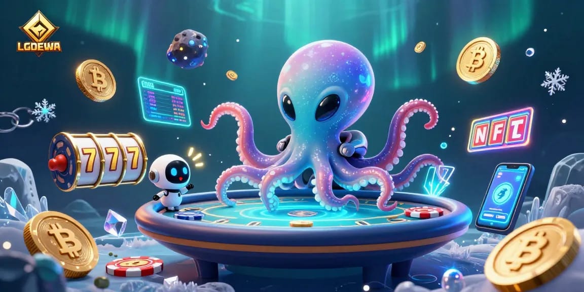 Experience thrilling slots at LGODEWA with a vibrant alien casino scene full of excitement and action.
