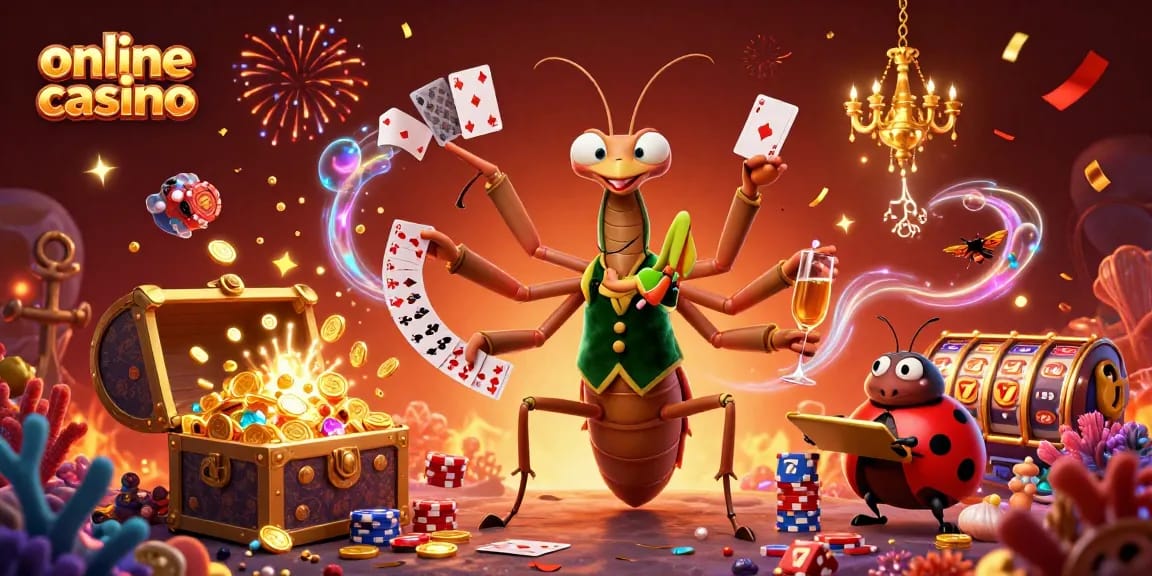 Experience the excitement of an online casino with vibrant characters and dynamic elements.