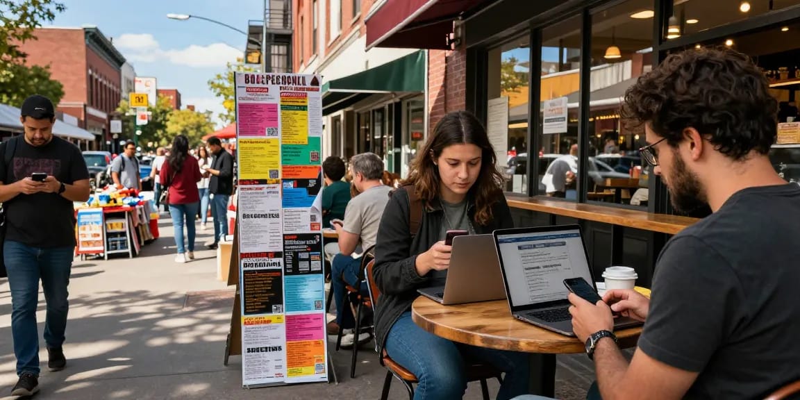 Community members using BedPersonal for local classifieds in vibrant city