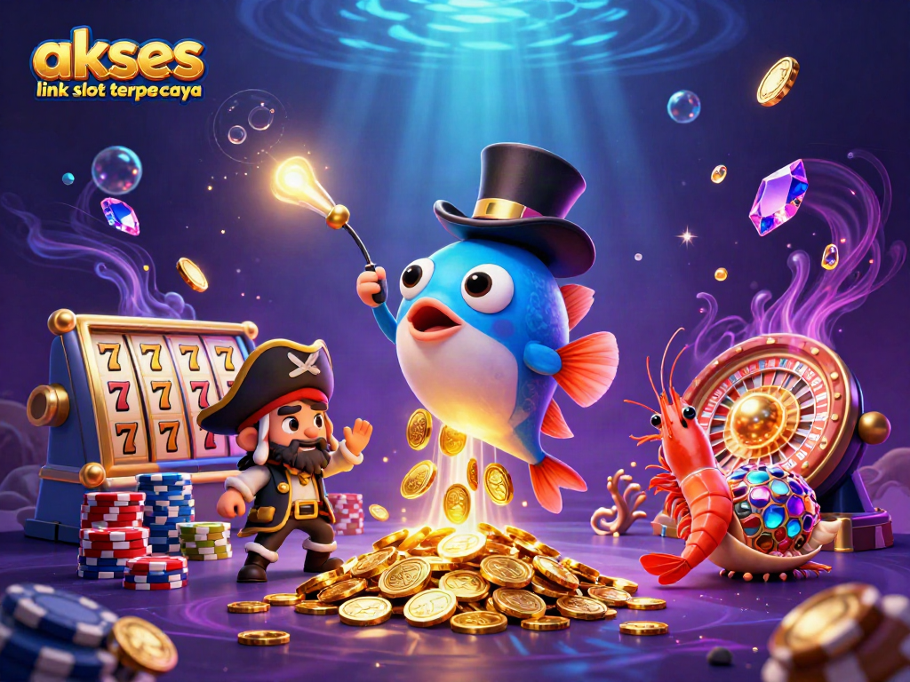 Menggunakan akses link slot terpercaya, ikan angler memikat koin emas dalam ilustrasi 3D yang menakjubkan.