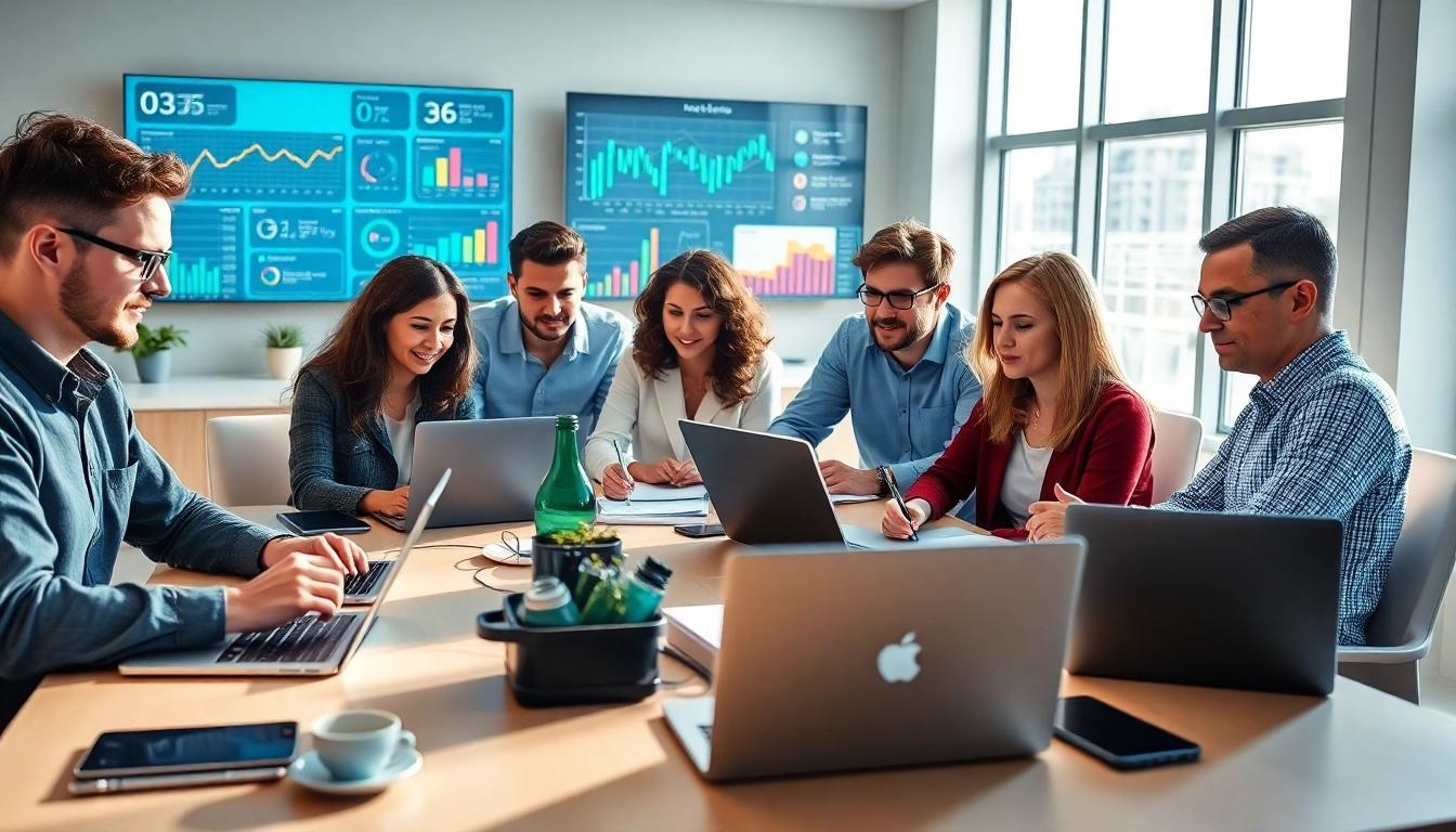 https://alvionz.de/ Team in modern office collaborating on digital marketing strategies.