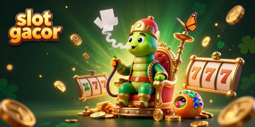 Experience the thrill of slot gacor with a vibrant 3D illustration of a fantasy casino scene.