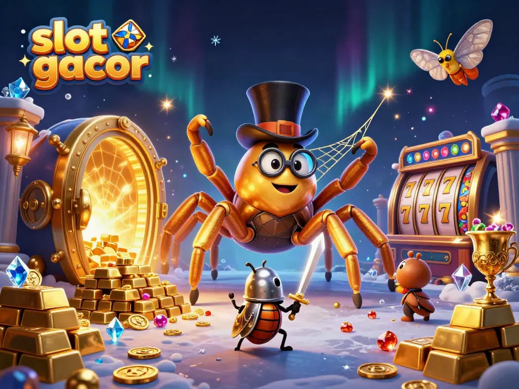 Experience slot gacor excitement with a golden tarantula, beetle knight, and dazzling treasures.