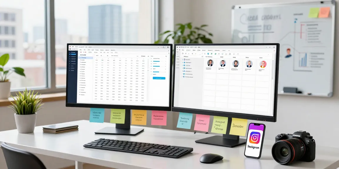 Engaging workspace for follower kaufen instagram strategies, showcasing a marketer analyzing Instagram metrics.
