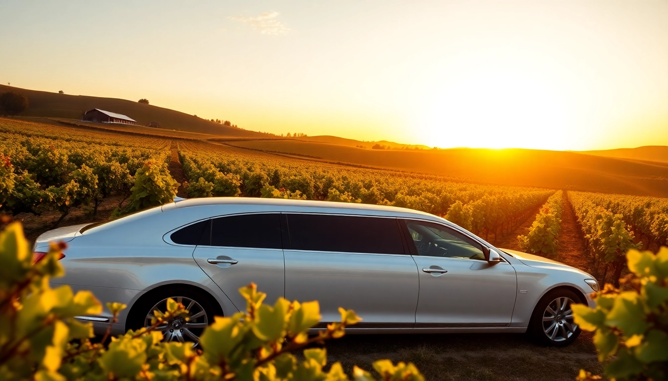 Experience a luxurious wine tour limo service amidst stunning vineyards.