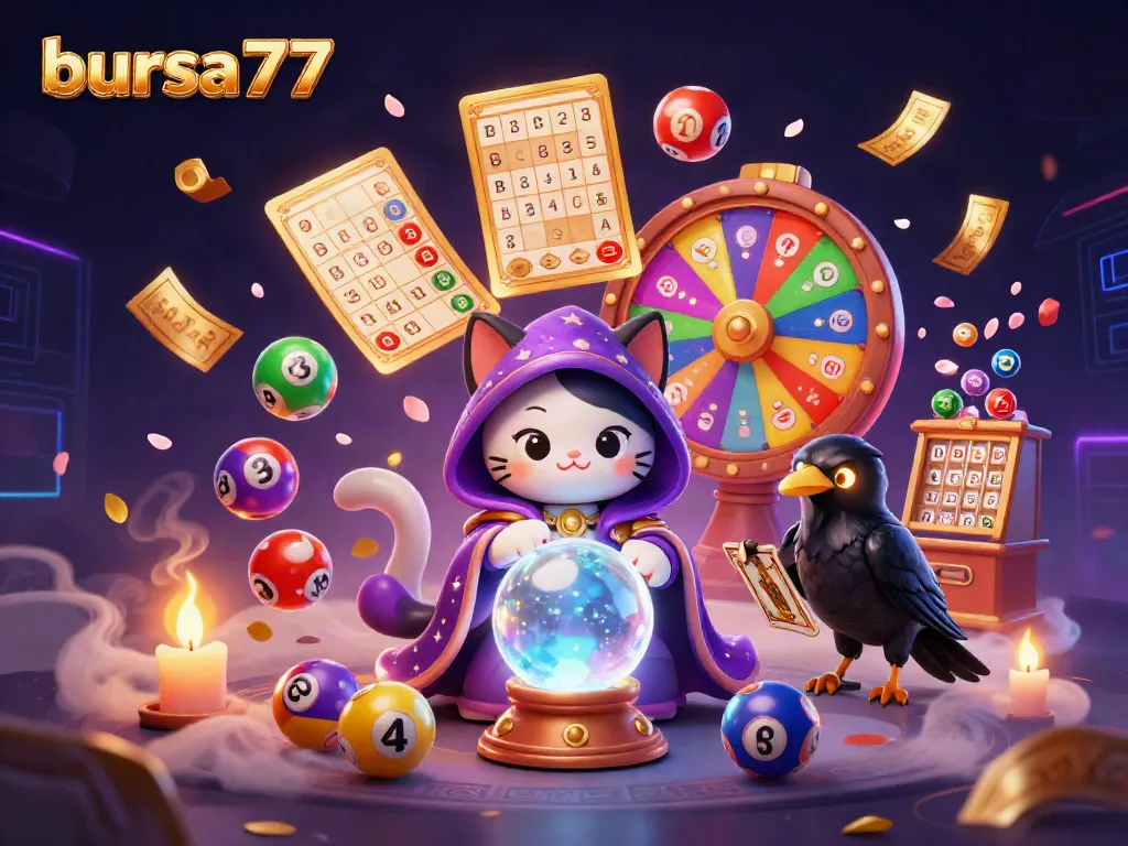 Menangkan jackpot dengan bursa777, situs slot online menampilkan karakter kucing mistis dan burung gagak.