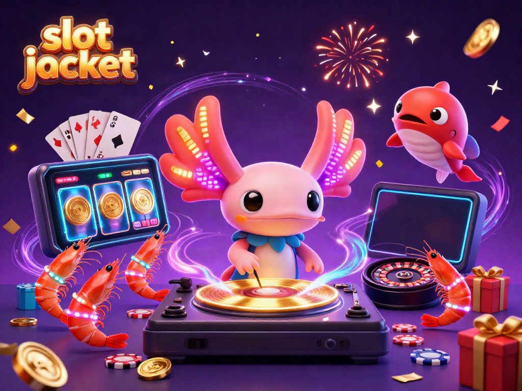 Experience the excitement of the slot jackpot with vibrant characters and casino elements in an engaging 3D scene.