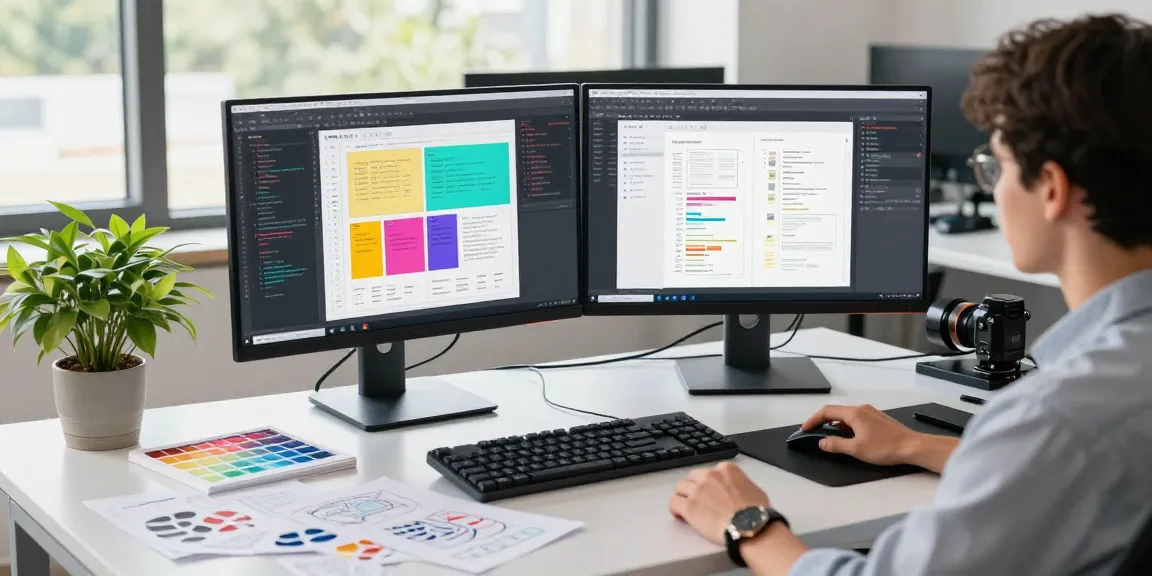 Innovative software development workspace showcasing 截图软件 usage, with a developer actively engaged in design and coding tasks.