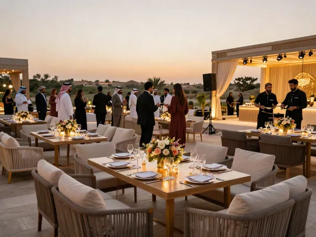 Event furniture rental arrangements at a luxurious outdoor venue with stylish decor.