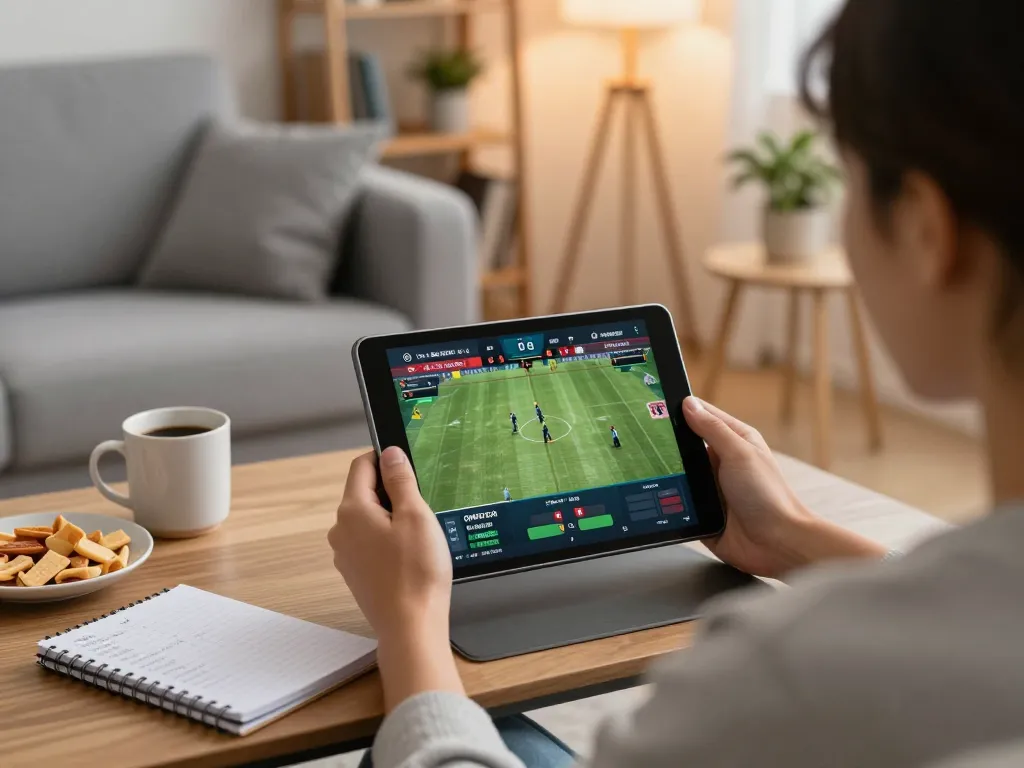 Bongdallu sports betting experience with an individual analyzing strategies on a tablet.