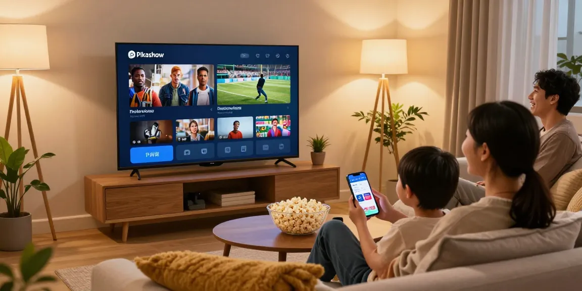 Pikashow app in action on a large TV, creating a cozy home movie experience.