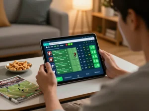 Tương tác với kèo nhà cái m88 qua việc đặt cược thể thao trên máy tính bảng trong không gian ấm cúng tại nhà