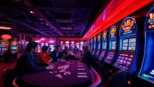 Experience the excitement of Online casino UK with vibrant gaming tables and lively atmosphere.