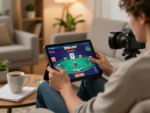Immerse yourself in 789club online poker gameplay with engaging home setup and strategy notes.