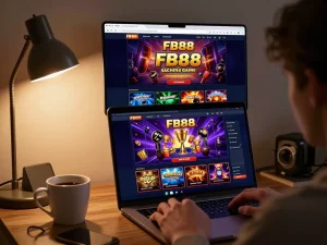 Experience the joy of gaming on Trang Chủ FB88 with a cozy home setup and engaging gameplay.