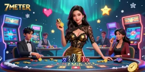 Experience high-stakes action at 7METER's exclusive VIP baccarat tables with glamorous gameplay.