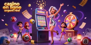 Découvrez l'excitation du casino en ligne argent réel avec des visuels de jeux vibrants et célébratoires.