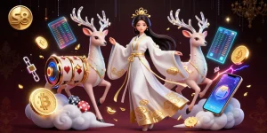 S8 offers thrilling gameplay with engaging slot reels and poker elements amidst a vibrant casino illustration.