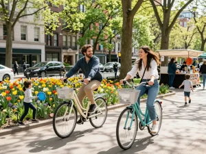 Doppio Bike 2x riders enjoying a sunny day in the park