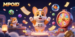 MPOID offers a thrilling gaming experience in a dynamic space casino atmosphere with playful characters and vibrant elements.