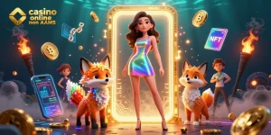 Scopri giochi emozionanti su casino online non AAMS con elementi di criptovaluta vibranti in un'illustrazione dinamica.